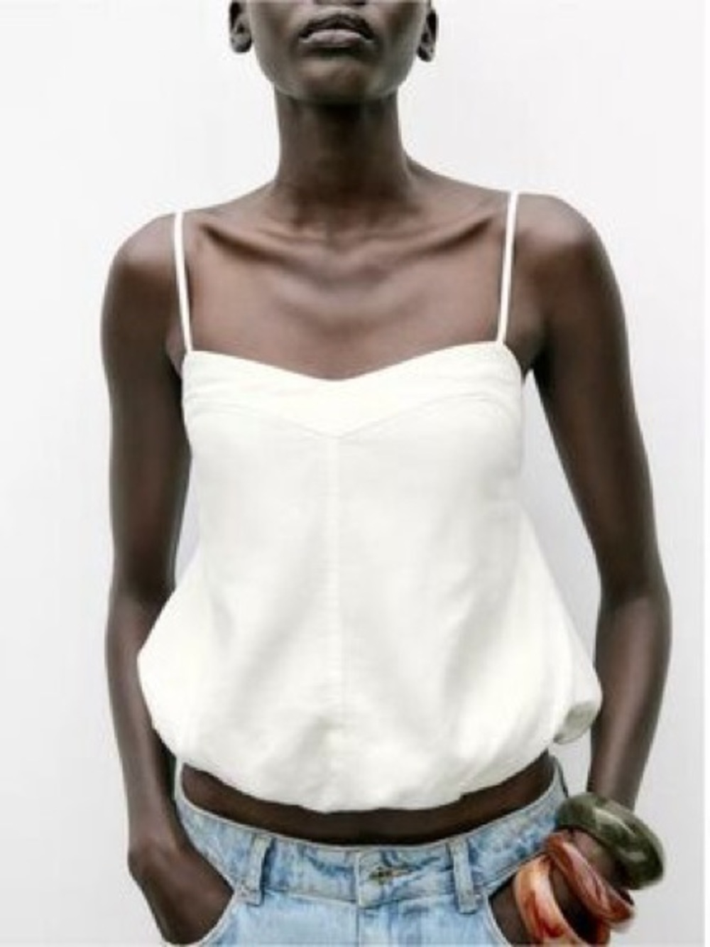 Zara White Spaghetti Strap Cami Top